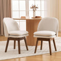 ROCITY Swivel Dining Chairs Set of 2, Beige Linen Kitchen Chairs with Solid Wood Legs, Mid Century Modern Upholstered Dining Room Chair Armless Accent Chair for Kitchen/Restaurant