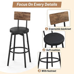 Zevemomo 5-Piece Dining Table Set, Bar Table Set for 4, Kitchen Table and Chairs, Counter Height High Top Table with 4 PU Upholstered Stools, Space-Saving Pub Table Sets for Small Space, Brown & Black