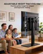 Universal Motorized TV Mount with Remote - Motorized TV Stand with Tempered Glass Base, TV Lift for Desktop and Floor