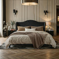 Allewie Queen Size Bed Frame, Plush Velvet Wingback, Modern Style, Black
