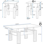 3 Piece Living Room Table Set, Glass Coffee Table and End Table Set of 3, Coffee Table Set with Tempered Glass & Metal Legs for Livingroom Table, Bedroom Nightstand. (Style 1, Black Glass+Black Leg)