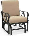 GIANTEX Patio Glider, Outdoor Rocking Chair with Thick Cushion | Sprayed Metal Frame, Curved Armrest, Glider Swing Chair for Garden, Yard, Lawn, Porch Rocker