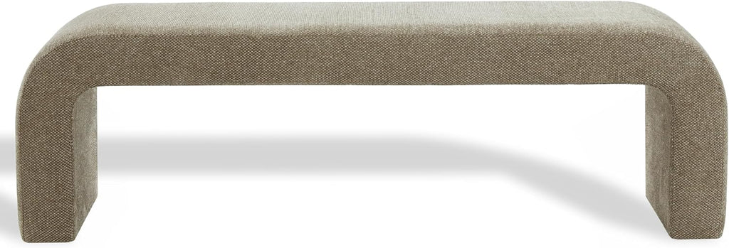 SAFAVIEH Couture - Caralynn Brown Chenille Curved Waterfall Upholstered Bench, Fully Assembled, 62.4" W x 18.1" D x 19.3" H (SFV5027S)
