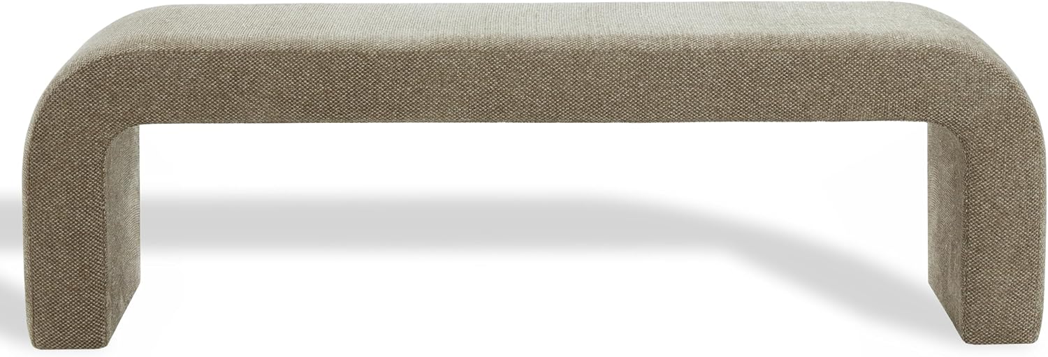 SAFAVIEH Couture - Caralynn Brown Chenille Curved Waterfall Upholstered Bench, Fully Assembled, 62.4" W x 18.1" D x 19.3" H (SFV5027S)