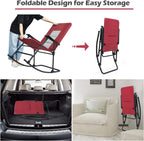 Giantex Camping Rocking Chair Foldable Oversized with Padded Armrest and Seat Folding Lawn Chair 350 lbs Weight Capacity for Outdoor, Patio, Lawn, Backyard, Garden Portable Chair (1, Red)