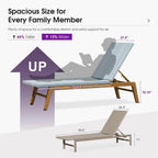 PURPLE LEAF Chaise Lounge Chair Wood Grain Aluminum Set of 2, Pale Blue | 3-Year Color Retention PE Rattan, 2.4" Thickened Aluminum Frame, 16.14" Knee-Friendly Height, French-Inspired Style