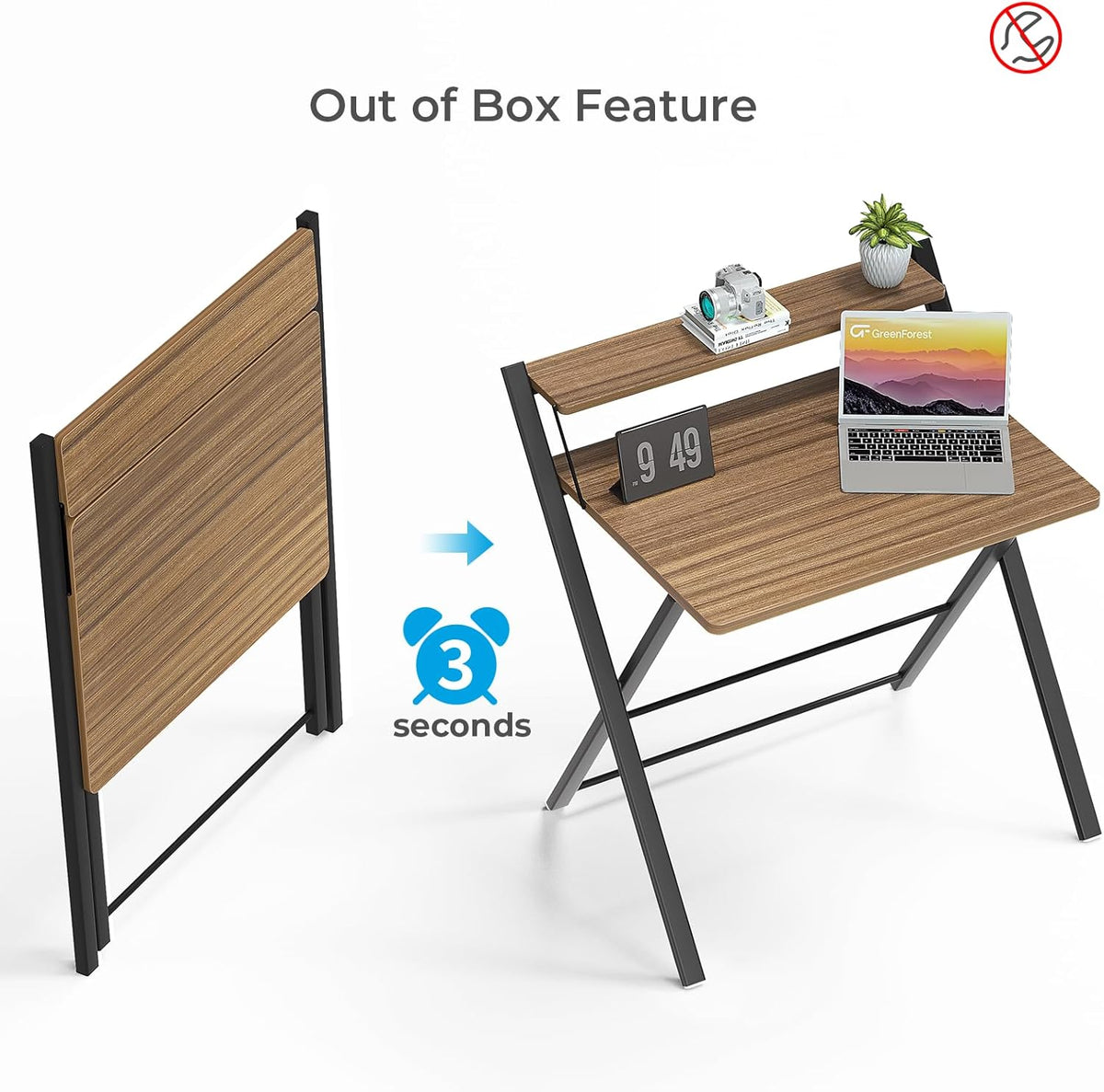 GreenForest End Table Portable Small Desk, Walnut