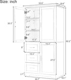 Merax 62.2" Pantry Cabinet with Three Doors & Three Drawers, Adjustable Shelves Storage Cupboard for Kitchen/Dining Room/Bathroom, Black