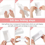 Roowest 50 Sets Kraft Soap Boxes Rectangle Packaging Box with Window Homemade Gift Box with Blank Tags and Jute String for Jewelry Candy Wrapping Party Favor(6.3 x 3.5 x 2 Inch,White)
