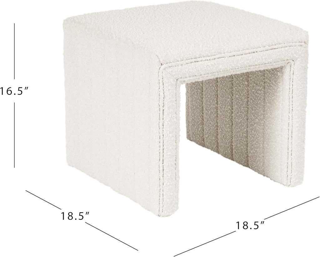 HomePop 19" Modern Channel Tufted Ottoman - Cream Boucle