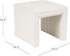 HomePop 19" Modern Channel Tufted Ottoman - Cream Boucle