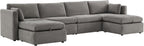 CHITA Oversized Modular Sectional Fabric Sofa Set, Extra Large U Shaped Couch with Reversible Chaise, 146 inch Width, 6 Seat Modular Sofa with Storage Ottamans, Grey | Oversized Modular Sectional Sofa Set, FSC Certified, U Shaped Couch, with Reversible