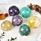 Large Green Fluorite Crystal Ball with Stand Natural Crystals Sphere Gemstone Ball Meditation Witchcraft Home Decor 80-90mm/3.1-3.5"