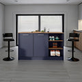 Kitchen Island with 2 Doors and 7 Shelves Alby Blue/Natural Oak | Combines Alby Blue and Natural Oak finishes for modern warm aesthetic