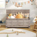 MAHANCRIS 47.2" Storage Chest Extra Large, Wooden Storage Bench with 2 Safety Hinges, Entryway Shoe Bench, 47.2x15.7x19.7 Inch, Easy Assembly, Storage Trunk for Living Room, Bedroom, Greige SCHG4901