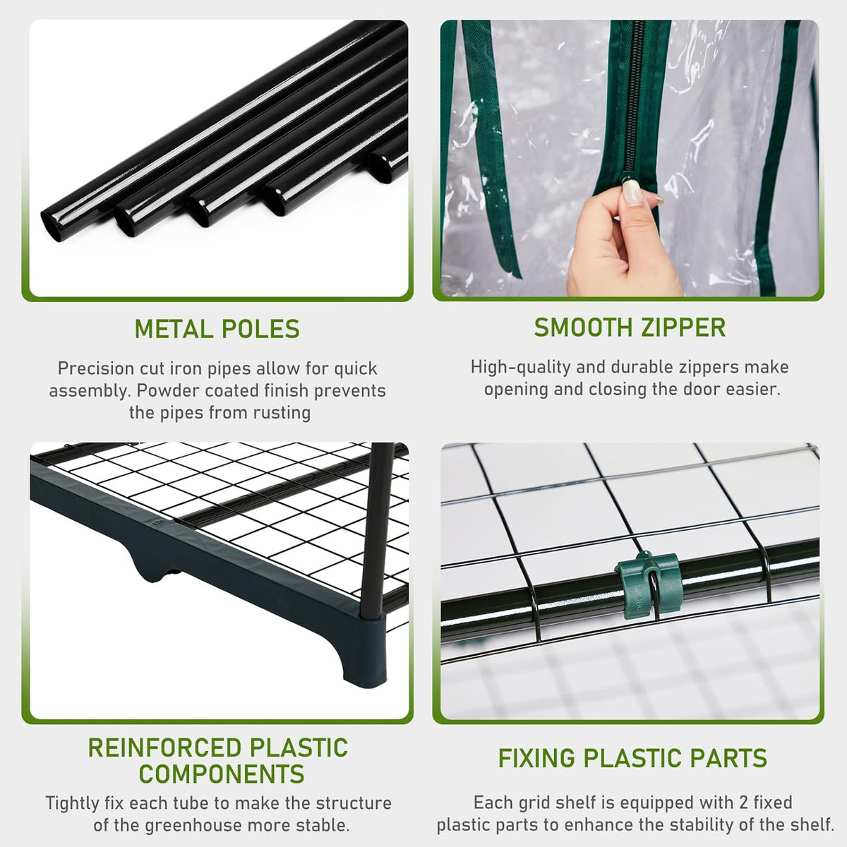 Outvita Mini Greenhouse, Small PVC Plant Green House with 4 Tiers Rack, Shelf Clips, Roll-up Zipper Door, Gardening Supplies for Indoor Outdoor Seedling Frost Protection, 27"x19.6"x63" Transparent