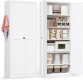AQY Metal Pantry Cabinet, 72" White Kitchen Storage Cabinet with Doors