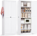 AQY Metal Pantry Cabinet, 72" White Kitchen Storage Cabinet with Doors