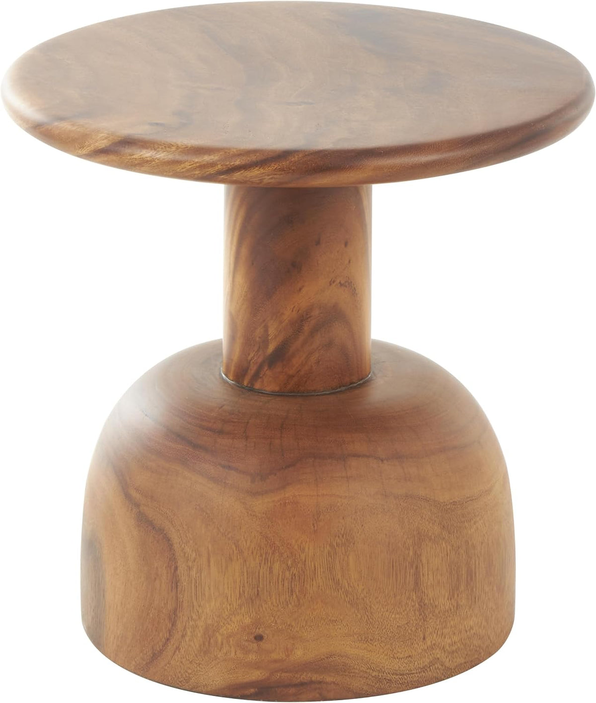 Deco 79 Wood Handmade Side End Accent Table End Table with Rounded Block Base, Side Table 16" x 16" x 16", Brown
