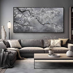 Plum Blossom Wall Art Framed Wall Art Decor Canvas Birds Wall Decorations Bedroom Picture Large Artwork for Living Room Dining Room 24”x48”