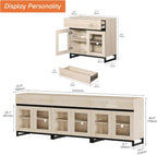 WAMPAT Sideboard Buffet Cabinets, Modern Credenza Sideboard with Adjustable Shelf and Metal Base, Coffee Bar Cabinet Accent Storage Cabinet for Living Room, Kitchen, Beige-B,3 Pcs