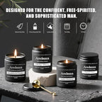 Mens Candle Set – Manly Candles for Men, 4 Pack Soy Candles for Home Scented, Masculine Candle Gift Set - Includes Sandalwood Leather, Whiskey Tobacco, Amber Patchouli & Vintage Oak