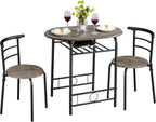 Yaheetech 3 Piece Dining Table Set for 2 Small Table and Chairs Drift Brown | Compact Breakfast Table and Chairs, Space Saving MDF Tabletop and Iron Frame with Chairs, for Kitchen/Apartment/Small Space