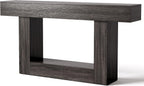 LITTLE TREE 63 Inches Long Console Table, 2-Tier Farmhouse Sofa Table Behind Couch, Large Narrow Entryway Table for Living Room, Wooden Hallway Foyer Table with Heavy Duty Base, Grey