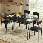 Garvee Dining Table Set for 4 with 4 Upholstered Chairs, Dining Room Table Set for 4 w/Smooth Edge, Wood Kitchen Table Chairs Set of 4 for Dining, Kitchen Room, Apartment, Rustic Blake