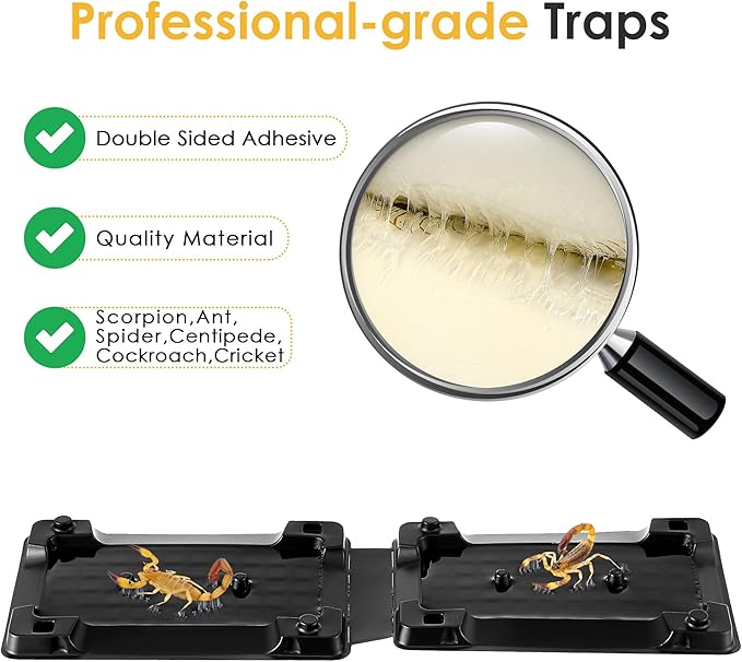 Qualirey 18 Pack Scorpion Glue Tray Traps, Adhesive Scorpion Killer Indoor, Pet and Children Safe, Repellent, Insect Traps Indoor, Sticky Bug Catcher for Basement, Bathrooms and Garage