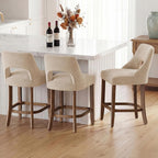 UVV Bar Stools Set of 4, Upholstered Counter Height Bar Stools, Modern Counter Stools with Wood Legs for Kitchen Island Dining Room Bar, Beige