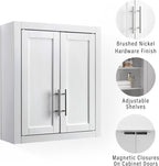 Crosley Furniture Savannah Wall Mounted Bathroom Storage Medicine Cabinet with Shelves, Snow