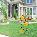 YEAHOME Garden Decor for Outside, 34" Flower Butterflies Decorative Garden Stakes for Spring Garden Decor, Metal Yard Art Stakes for Outdoor Lawn Backyard Porch Decorations