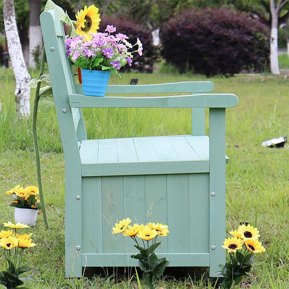 48.8in Wooden Outdoor Storage Bench with backrest, Patio Garden Bench 2-Seater, Weatherproof Storage Box Bench for Backyard, Porch, Terrace, Garden (Natural, Wood)