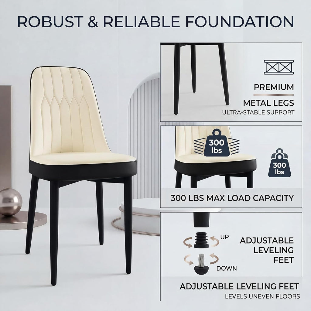 Modern Dining Table Set for 6,63 inch Sintered Stone Kitchen Table and Chairs,Rectangular Dining Table Set of 6 with PU Leather Chair,7 Piece Dining Room Table Set for Kitchen, Office, Apartment