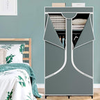 SORCEDAS Portable Wardrobe Closet Storage Organizer Metal Hanging Rack Non-Woven Fabric 34 Inch Grey