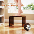 Acrylic Step Stool Small Clear Acrylic Foot Stool for Bathroom Bedroom Kitchen with Non-Slip,Holds Up to 250lbs (Dark Brown, 12.6'' x 9'' × 9.8'')