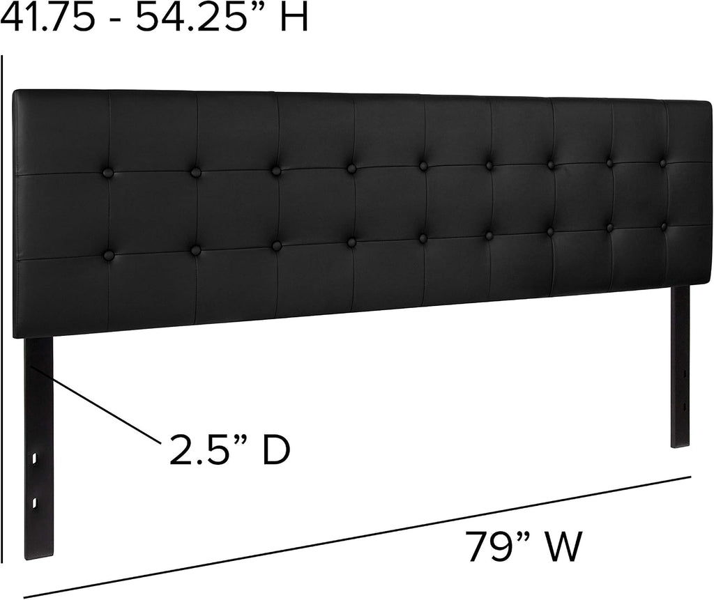 EMMA + OLIVER Black King Button Tufted Headboard