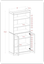 Palace Imports 100% Solid Wood Kitchen Pantry w/ 2 Glass Doors, Yellow, 32" w x 71.5" h, Renewable Eco-Friendly Pine, Made in Brazil