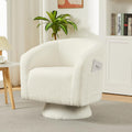 Garvee Swivel Accent Chair with Engineered Wood Base Swivel Barrel Chair | 360 Degree Comfy Boucle Armchair for Living Room Bedroom Reading Nook with Side Large Pocket