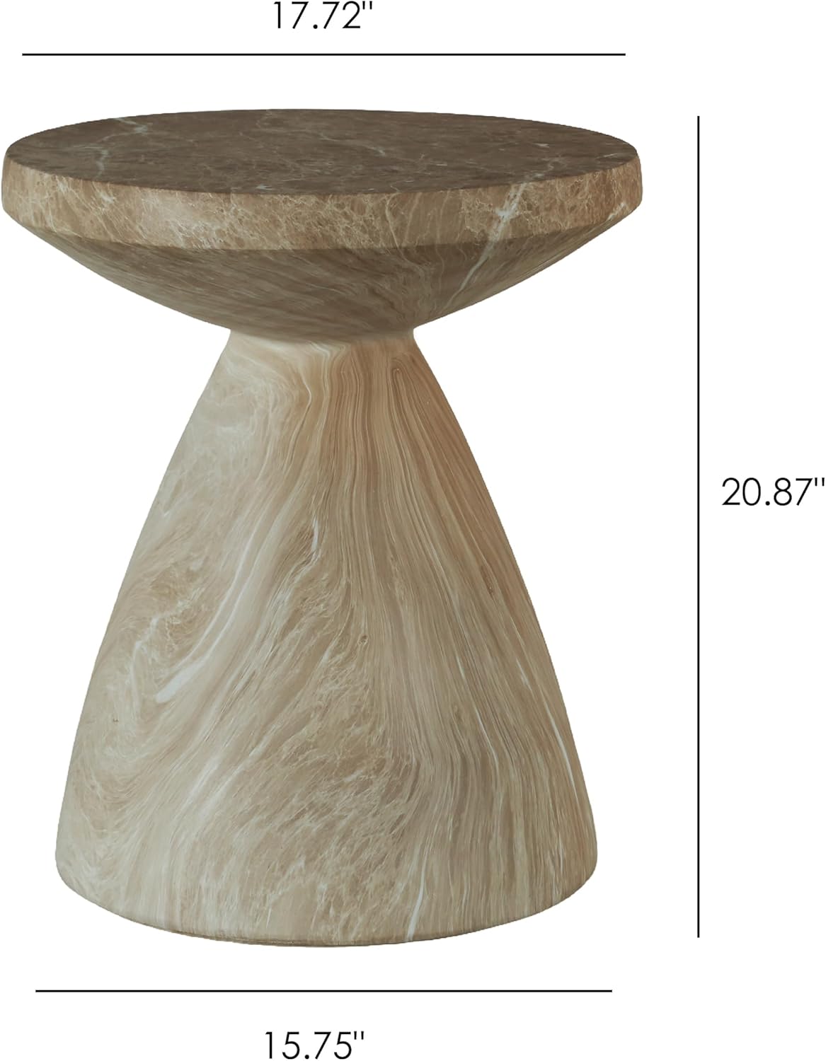 17.72" Cement End Tables for Patio,Faux Terrazzo Modern Small Round Side Accent Table,Tree Stump Garden Stool Drum Indoor and Outdoor,Marble