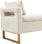 66" King Size Storage Bench for Bedroom End of Bed Benches with Storage | Bedroom Benches for Foot of Bed King with Gold Legs,2 Pillows,Storage Ottoman Bench for Bedroom,Entryway Teddy Ivory White