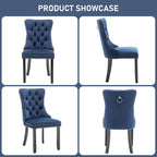 Mid Century Modern Dining Chair Set of 4 Velvet Upholstered Dining Accent Chair Farmhouse Dining Chairs with High Back and Nailhead Trim for Kitchen, Living Room, Bedroom (Blue)