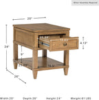 Signature Design by Ashley Sharlance End Table with Drawer, Built-in USB-A & USB-C Charging Ports, Hardwood and Hickory Veneer Side Table for Living Rooms, Light Brown, 20'' W x 26'' D x 24'' H