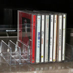 Pmsanzay DVD Storage Box - Clear Acrylic - Stackable DVD and CD Holder, CD Display Rack CD Organizer Stand - Holds up to 14 Standard CD Cases for Media Shelf Storage and Organization - No DVD