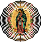 Virgin Mary Prayer Wind Spinner, Metal Wind Spinners Outdoor Indoor, Virgin Mary Rose Hanging Garden Decor for Outside, Stainless Wind Spinners for Yard and Garden 10 inch 3D (25.76X25 CM)