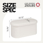 30 Inches Oval Ottoman with Storage, Boucle Sherpa Storage Ottoman Bench, Folding Foot Rest Chest for Bedroom Living Room