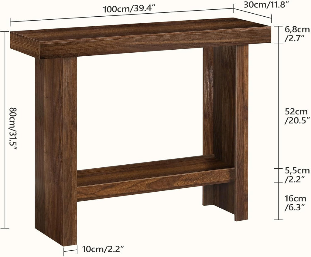 MAHANCRIS Console Table, 39.4'' Entryway Table for Hallway, Narrow Sofa Table Behind The Couch, Modern Foyer Tables for Entrance, Living Room, Corridor, Easy Assembly, Walnut CTZB16801