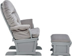 Glider and Ottoman Gray Wood and Light Gray Fabric