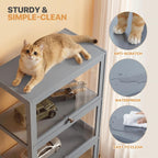Magshion Display Cabinet, 4-Tier Curio Cabinet with Acrylic Doors | 55" Tall, 33Lbs per Shelf, Flip-up Door w/ Hidden Recess, for Collectibles, Living Room, Grey